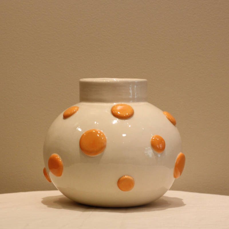 Dots round vase medium orange