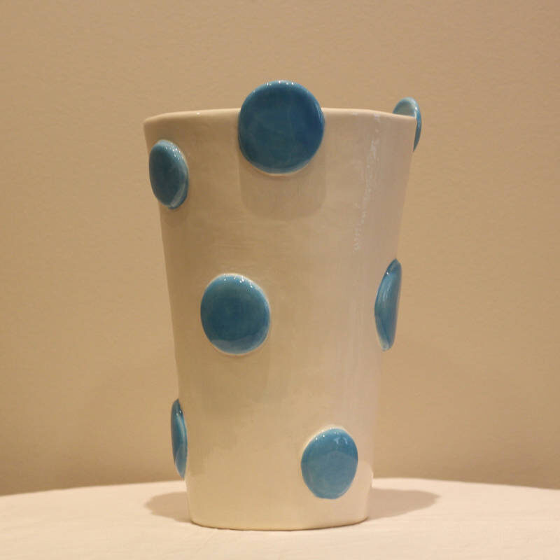 Dots vase medium blau